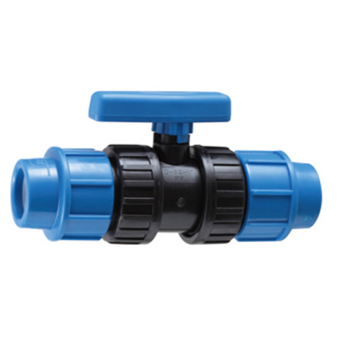 PP Compression Double Union Ball Valve